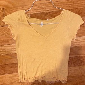 PacSun Me to We Yellow Lettuce Edge Tee